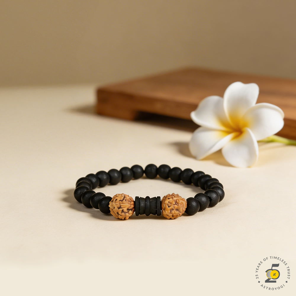 Karungali Rudraksha Damru Bracelet